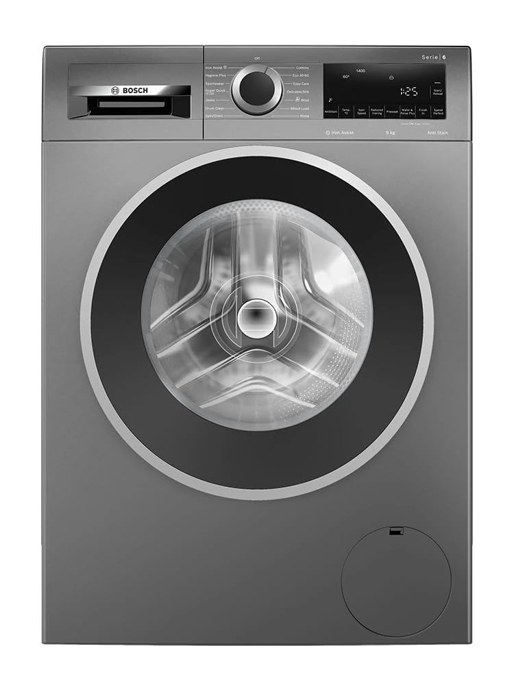 Bosch WGG244ZCGB Series 6, Free-Standing Washing Machine Front Loader, A Rated, 9 kg, 1400 rpm, Iron Assist, Speed Programme, Graphite