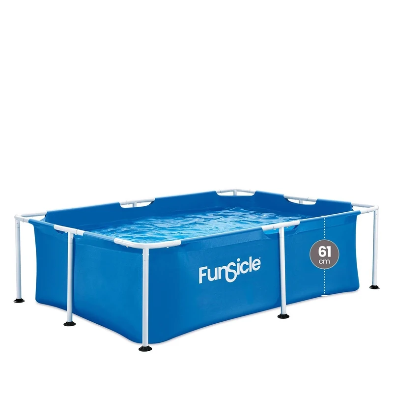 "Funsicle 7ft Rectangular Above Ground Pool 2.1 x 1.5 x 0.61 m - Garden Activity Lap Pool for adults - 3-Layer PVC Laminated Material, Includes Repair Patch - Blue" - Image 1