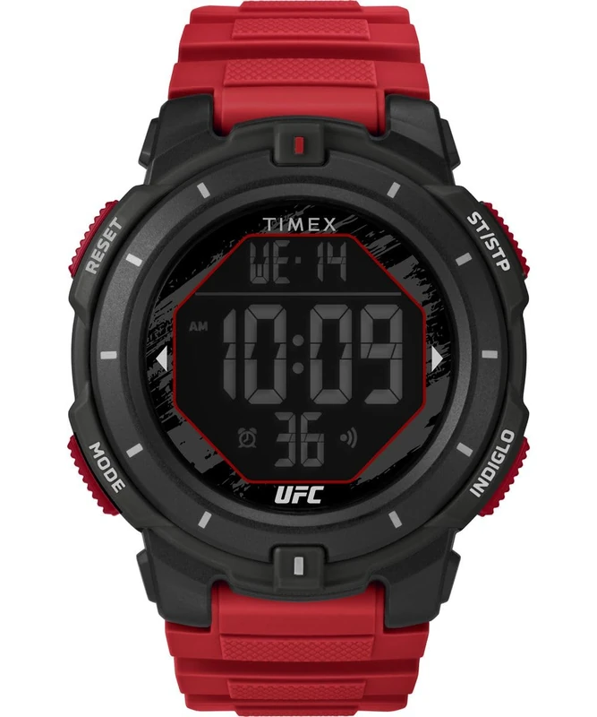 Timex Men's UFC Rumble 50mm Watch, Red Strap Digital Dial Black Case