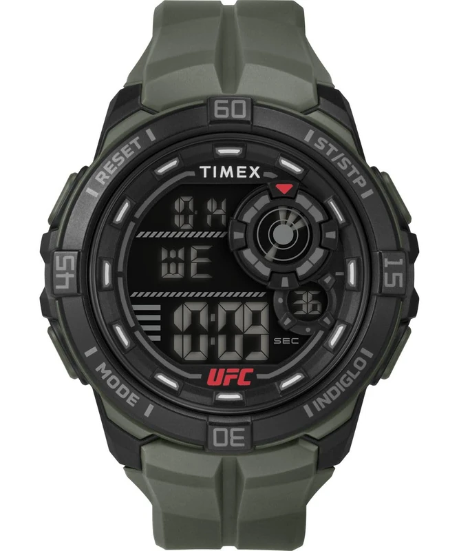 Timex Men's UFC Rush 52mm Watch, Green Strap Digital Dial Black Case