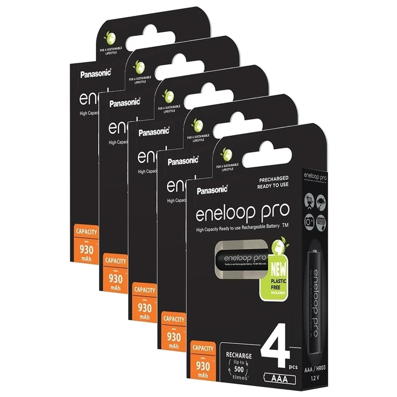 Eneloop Pro Pack of 5 x 4 Micro Rechargeable Batteries 930 mAh AAA Ni-MH