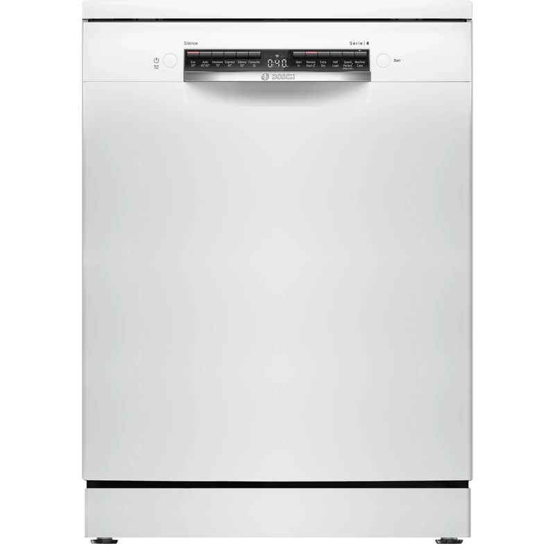 Bosch SMS4EKW06G Series 4, Free-Standing Dishwasher 60 cm, B Energy Rated, 13 Place Settings, 9 Litre, ExtraDry, Rackmatic Adjustable Basket, Silence Plus 42dB, White