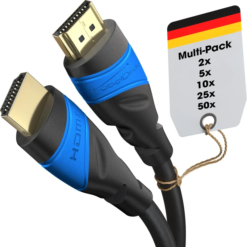 KabelDirekt – 8K & 4K HDMI Cable – 5x 1.5m – German Flexcore Technology