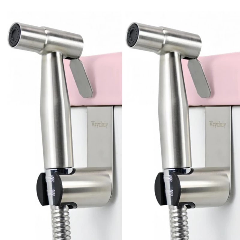 Vayzluiy Handheld Bidet Sprayer for Toilet 2 PCS - Bidets for Existing Toilets Adjustable Water Pressure with Bidet Hose for Feminine Wash, Stainless Steel Muslim Shower Jet Spray for Toilet