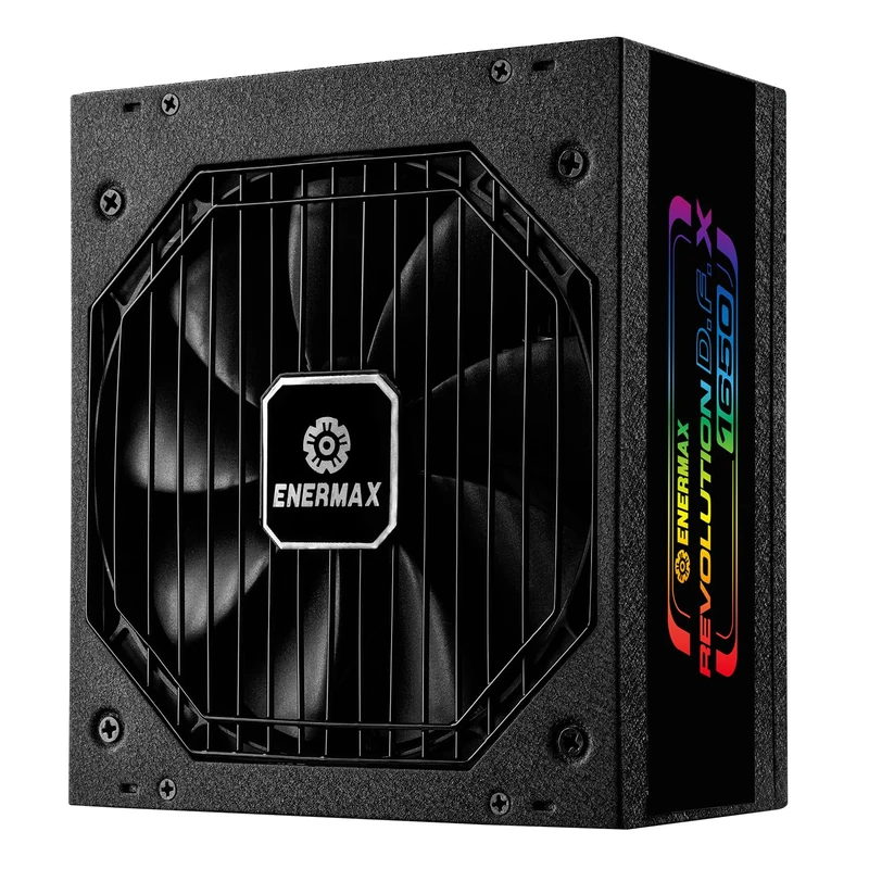 ENERMAX Revolution D.F. X ARGB ATX3.0 PCI-e 5.0 Compact Gaming&Streaming PC power supply 1650W 80Plus Gold (full modular, 2x 12VHPWR, semi fanless), ERT1650EWT, black