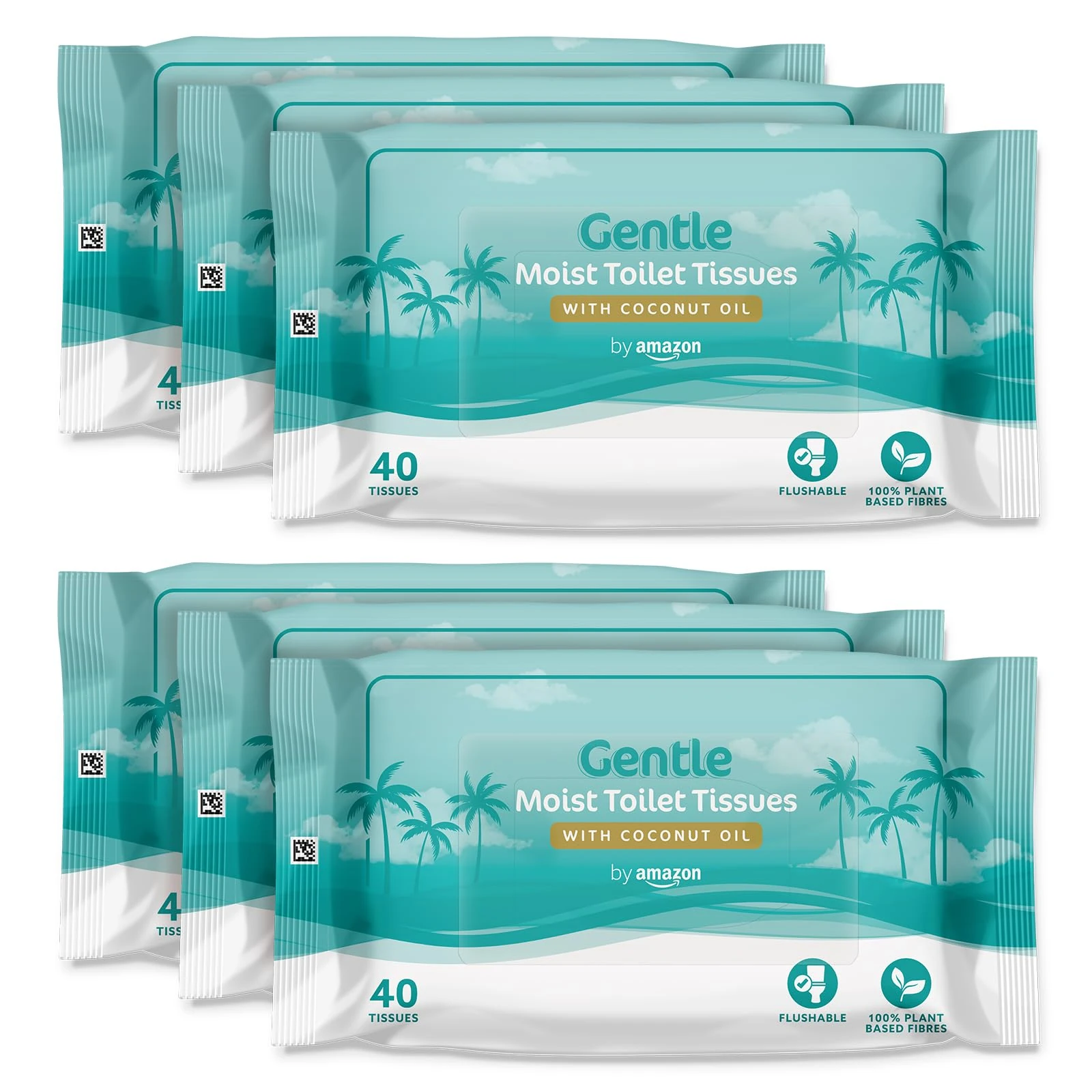 By Amazon Gentle Moist Toilet Tissues with Coconut Oil, 240 Count (6 Packs of 40)