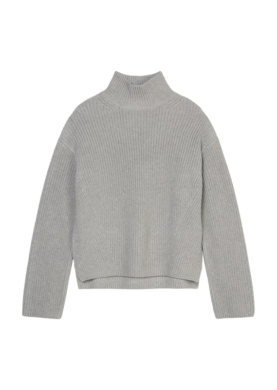 Marc OߴPolo Women's Organic Cotton Knitted Turtleneck Jumper, Grey (Mid Stone Melange), L