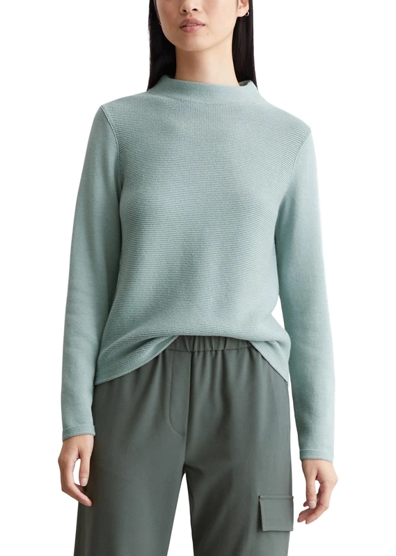 Marc O'Polo Women's Organic Cotton Knitted Jumper with Stand-Up Collar, 405, L