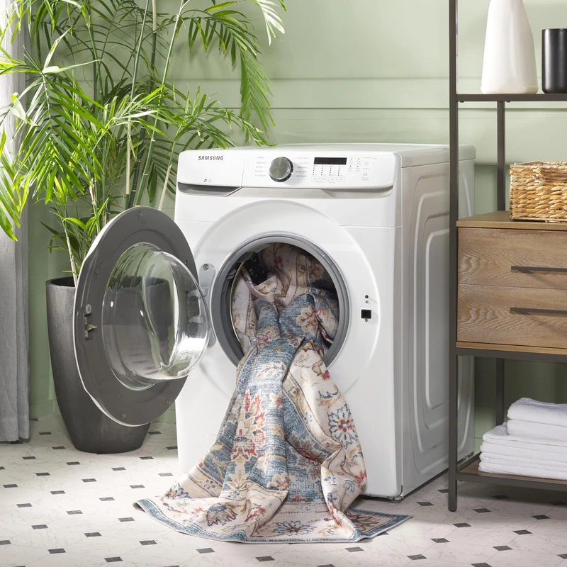 Safavieh Distressed Rug Ideal for High Traffic Areas - Machine Washable and Non Slip - Arizona Collection, Short Pile, in Green and Beige, 244 X 244 cm