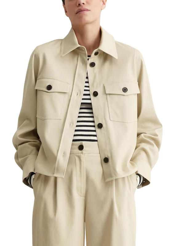 Marc OߴPolo Women's Shirt Jacket with Kent Collar, Beige (Dry Sand), 12