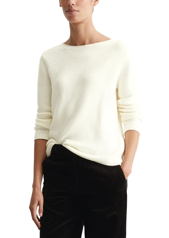 Marc OPolo Women's Organic Cotton Knitted Jumper with Stand-Up Collar, 156, M