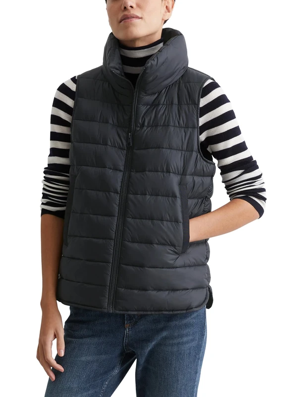 Marc OߴPolo Women's Water-repellent Quilted Gilet with Stand Collar, Blue (Deep Night Blue), 10