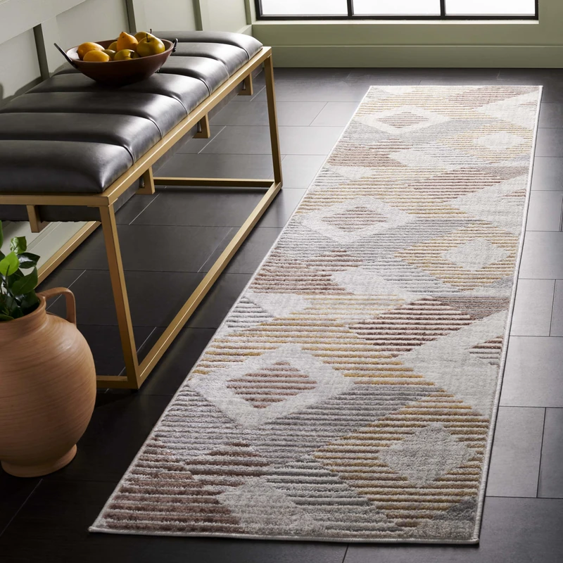 SAFAVIEH Modern Rug for Living Room, Dining Room, Bedroom - Palma Collection, Short Pile, in Beige, 66 X 213 cm