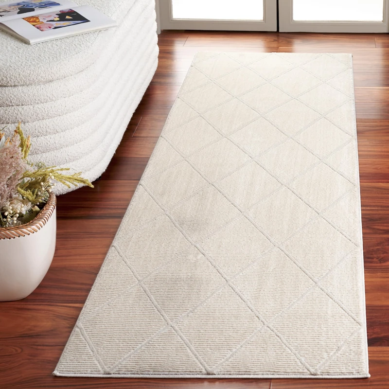 Safavieh Contemporary Rug for Living Room, Dining Room, Bedroom, Revive Collection, Short Pile, in Ivory, 62 X 240 cm