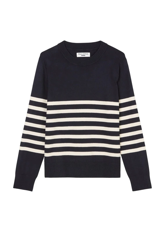 Marc OߴPolo Denim Women's Striped Jumper with Round Neck, Blue (Dark Blue Multi 01), XXS - Image 1