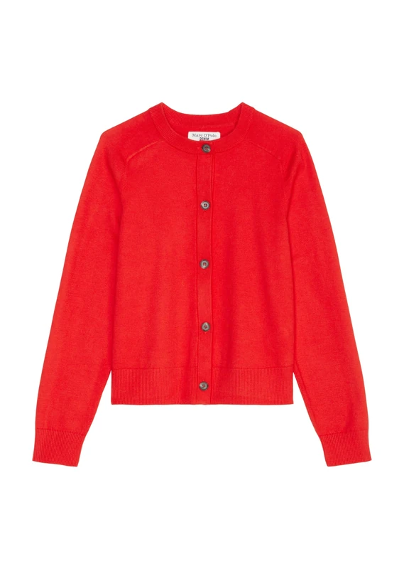 Marc OߴPolo Denim Women's Cardigan with Round Neck, Red (Vermillion Red), XXS - Image 1
