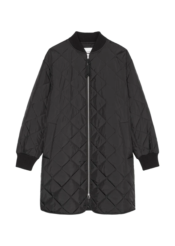 Marc OߴPolo Denim Women's Water-repellent Longline Quilted Bomber Jacket, Black (Black), XS
