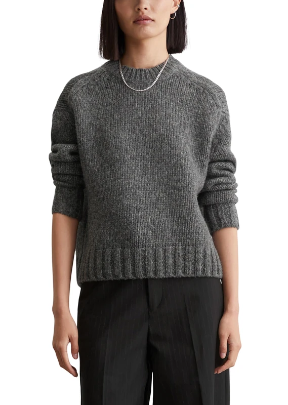 Marc O'Polo Denim Women's Knitted Jumper Made of Wool Mix Relaxed Fit, Gray, XXS