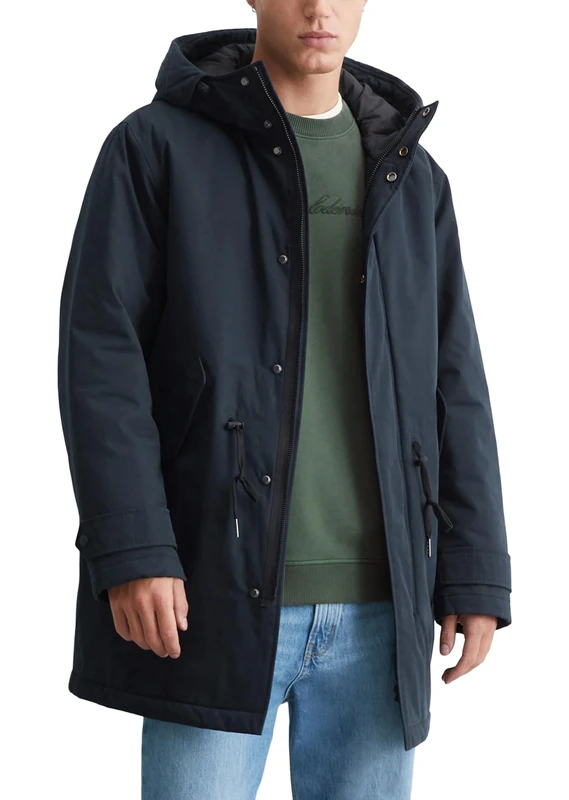 Marc OߴPolo Denim Men's Water Repellent Parka with Hood, Blue (True Navy), XXL