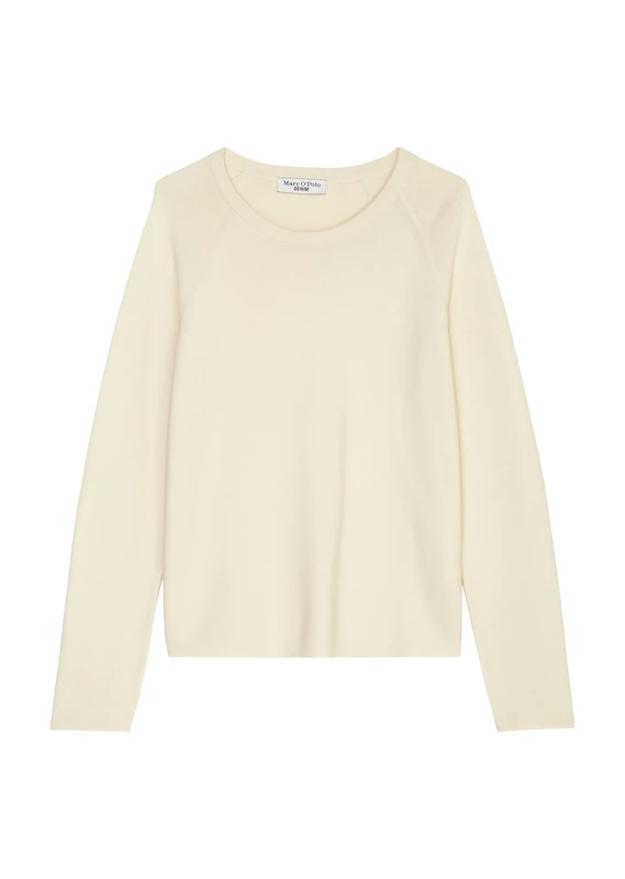 Marc OߴPolo Denim Women's Organic Cotton Jumper with Round Neck, Beige (Chalky Sand), XS