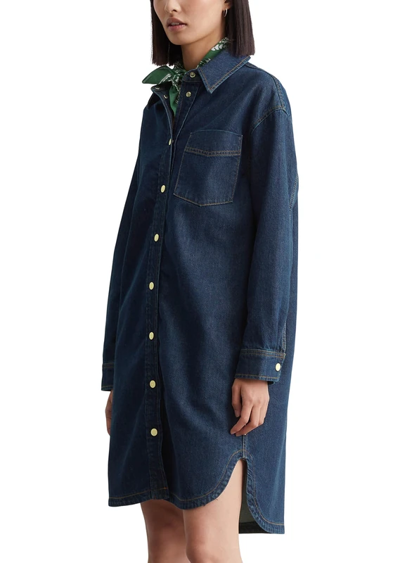 Marc OߴPolo Denim Women's Oversized Fit Organic Cotton Corduroy Dress, Blue (Dark Blue Multi 21), XS