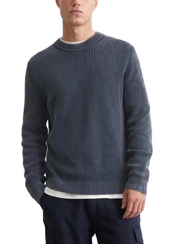 Marc OߴPolo Denim Men's Organic Cotton Round Neck Knitted Jumper, Blue (True Navy), XXL