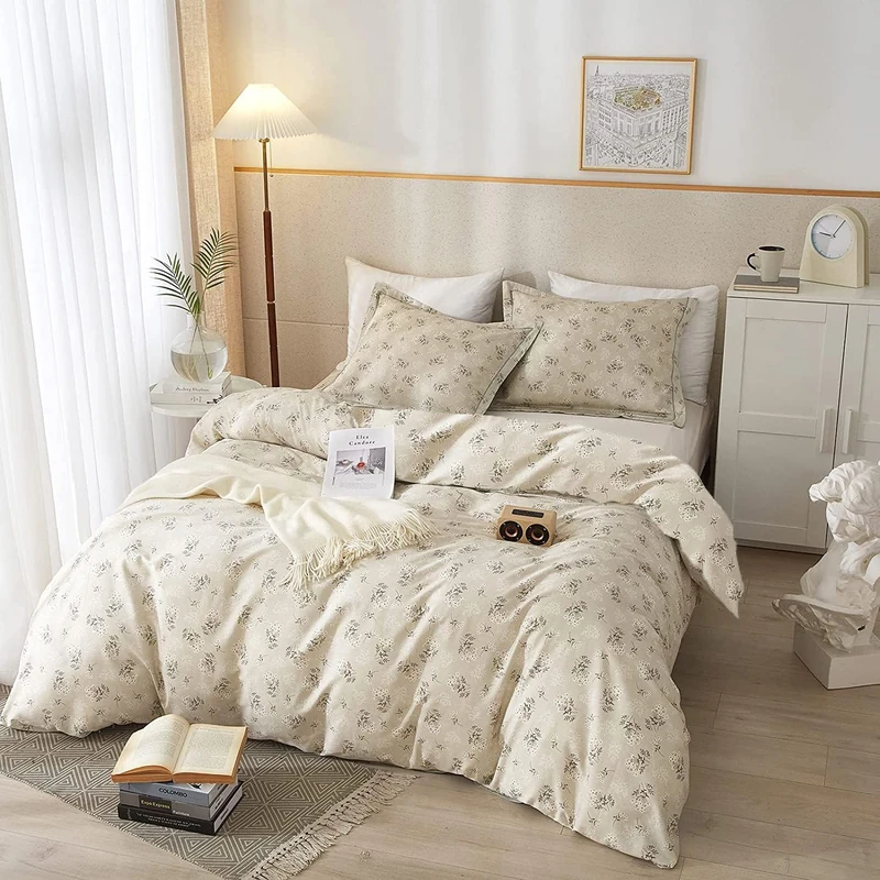 Boho Floral Comforter Set - Vintage Style Botanical Bedding - Soft 3-Piece Set for Girls & Women - Full Size