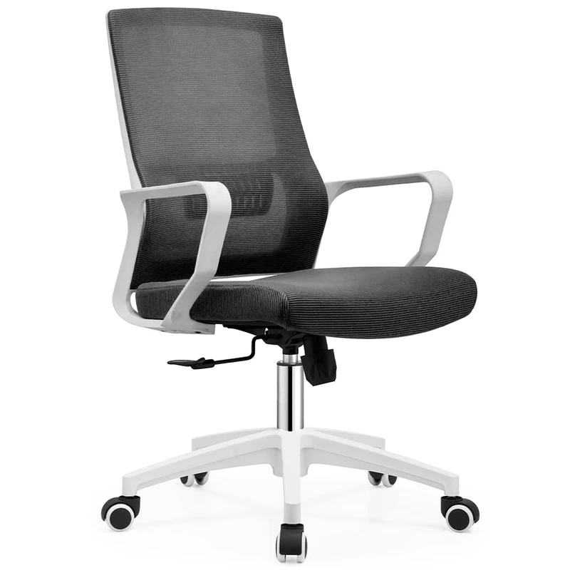 Shally Dogan Office Chair Ergonomic Swivel Chair with Lumbar Support, Recliner and Adjustable Height, Sturdy White Base - Image 1