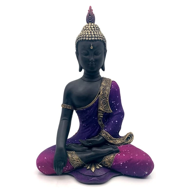 Puckator Purple & Black Thai Buddha Dream Meditation - Cute Room Decor - Aesthetic Feng Shui Meditation Accessories - Garden Ornaments - Shelf Desk Decorations - Mindfulness Home Gifts - Statues