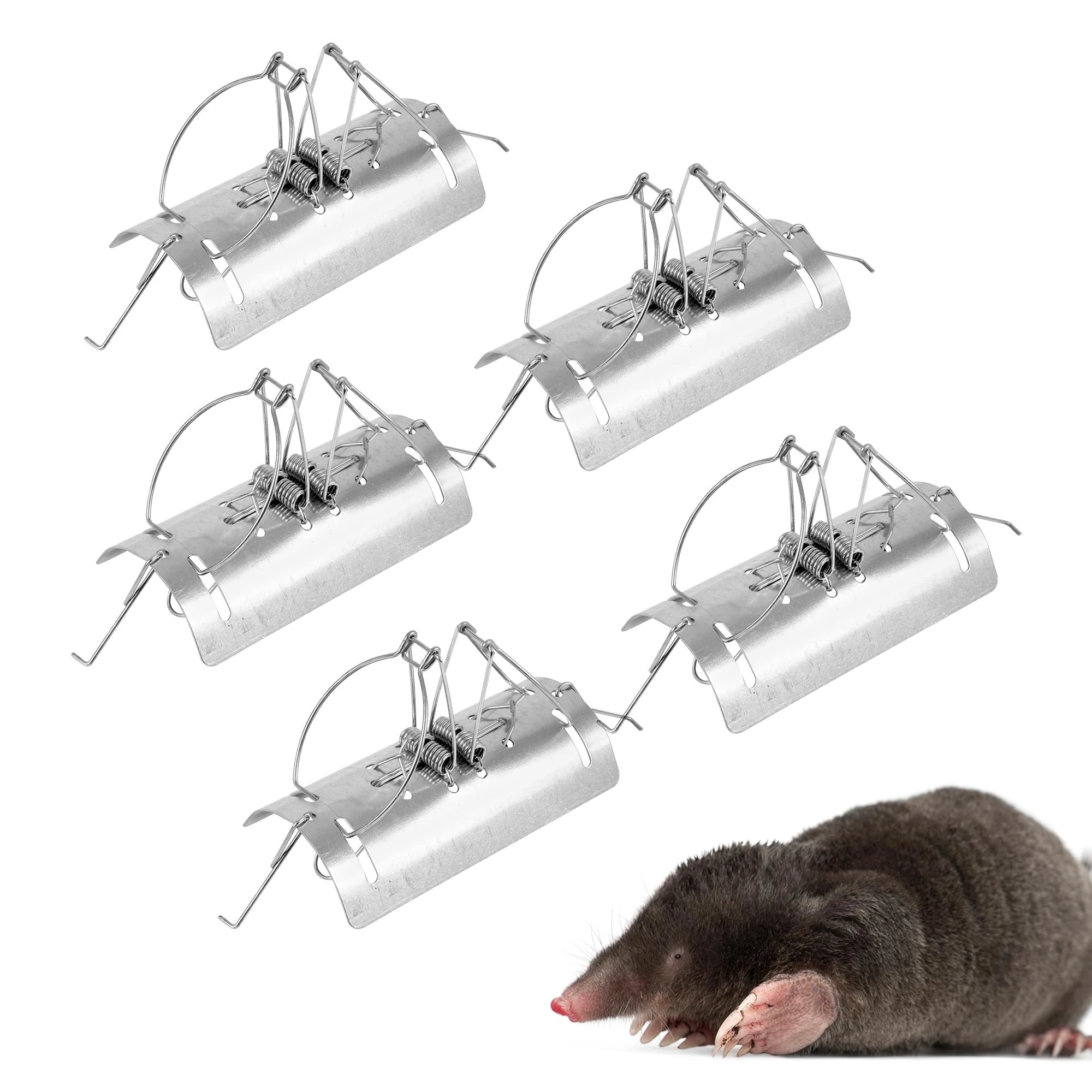 REPELEM Tunnel Mole Trap Reusable Mole Traps, Rust-Free Garden Protection Humane Vole & Mole Killer, Powerful Mole Deterrent | Large, Pack of 5