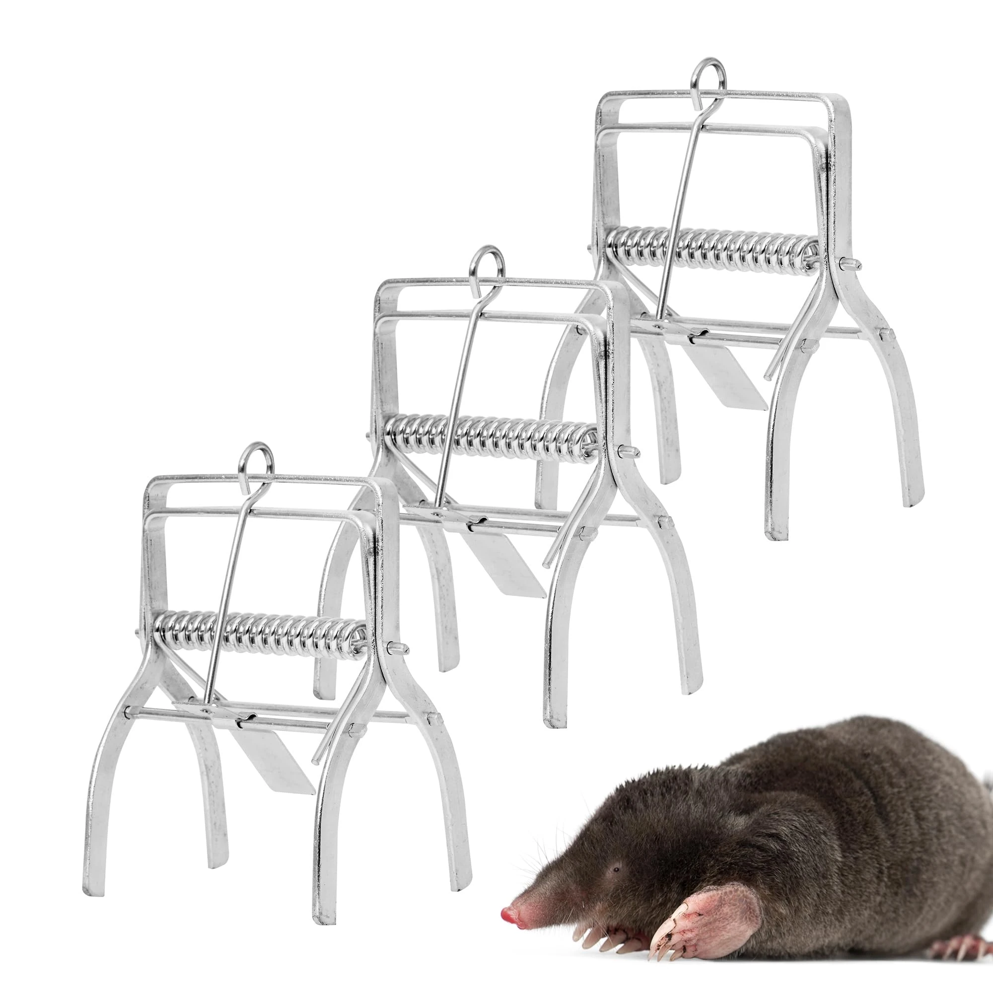 REPELEM Claw Mole Trap Reusable Mole Traps, Rust-Free Garden Protection Humane Vole & Mole Killer, Powerful Mole Deterrent | Large, Pack of 3