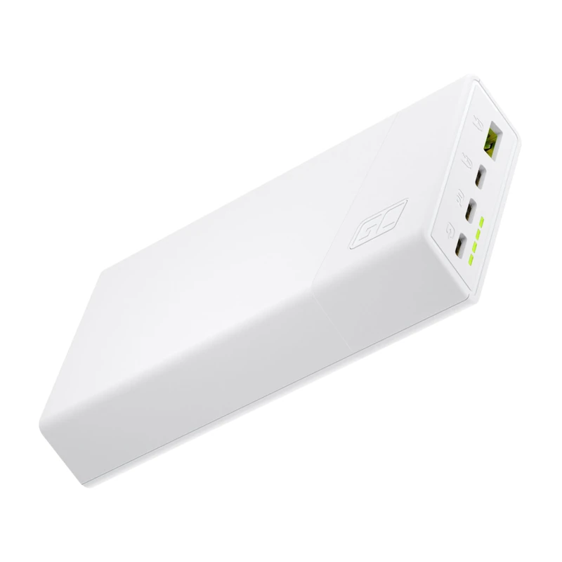 Green Cell Powerbank 20000 mAh 22.5 W PD USB C External Mobile Phone Batteries White GC PowerPlay20s Portable Charger Power Delivery Quick Charge Function QC 3.0 for iPhone 15 14 13, Galaxy S23 S24,