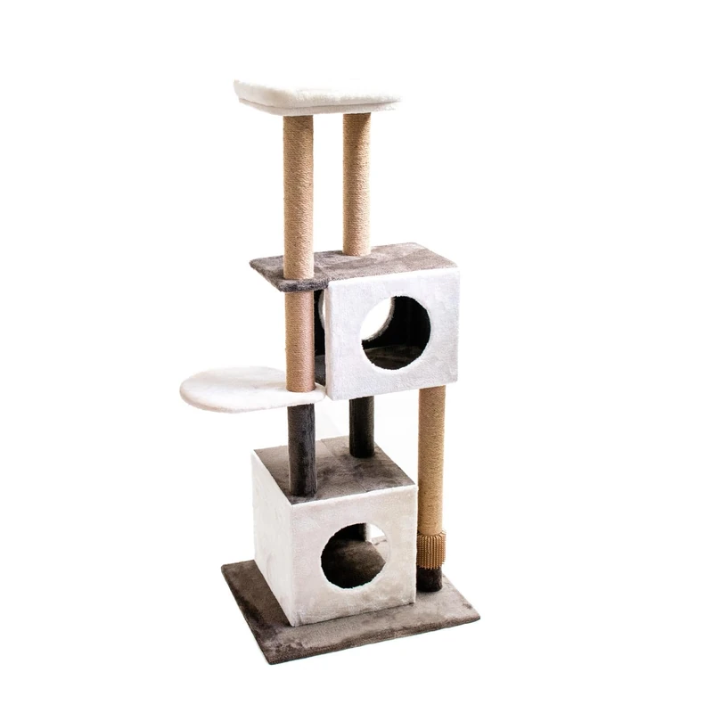 Aqpet XXL Scratching Post 140 cm Sisal Rope with Double Kennel and Platform for Maximum Fun for Your Cat