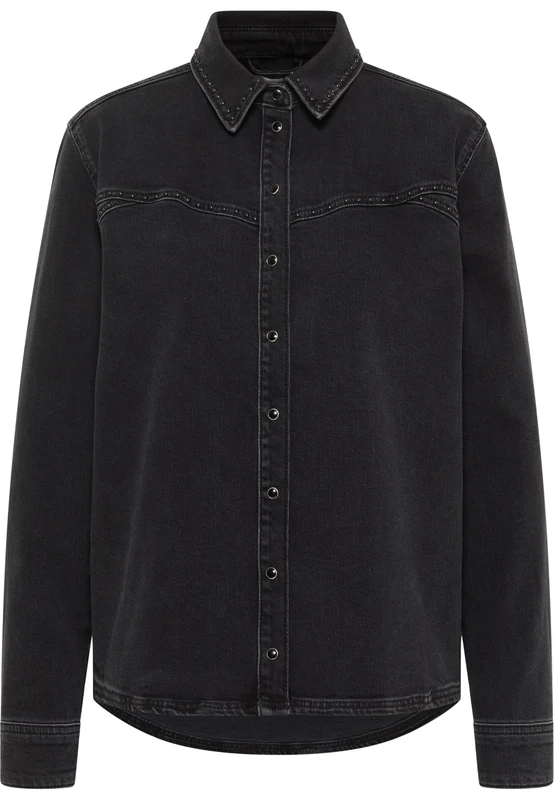 MUSTANG Women's Style Shelly Beads Shirt Blouse, Jet Black 801, 6 - Image 1