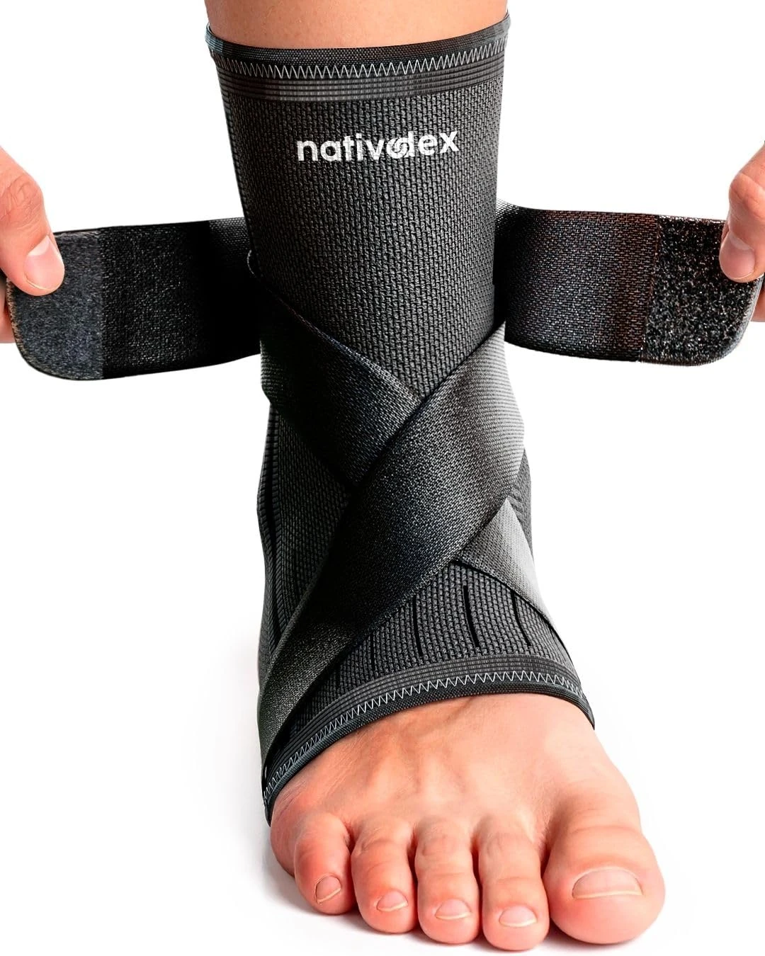 NativoDex Ankle Support Brace – Adjustable Ankle Compression for Sprains, Plantar Fasciitis, Achilles Tendonitis, Ligament Injuries – Breathable Foot Brace for Men & Women