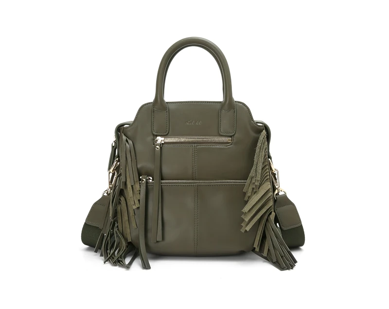 Kate Lee Women's Velyane Fringes Leather Bag Green, Moyen