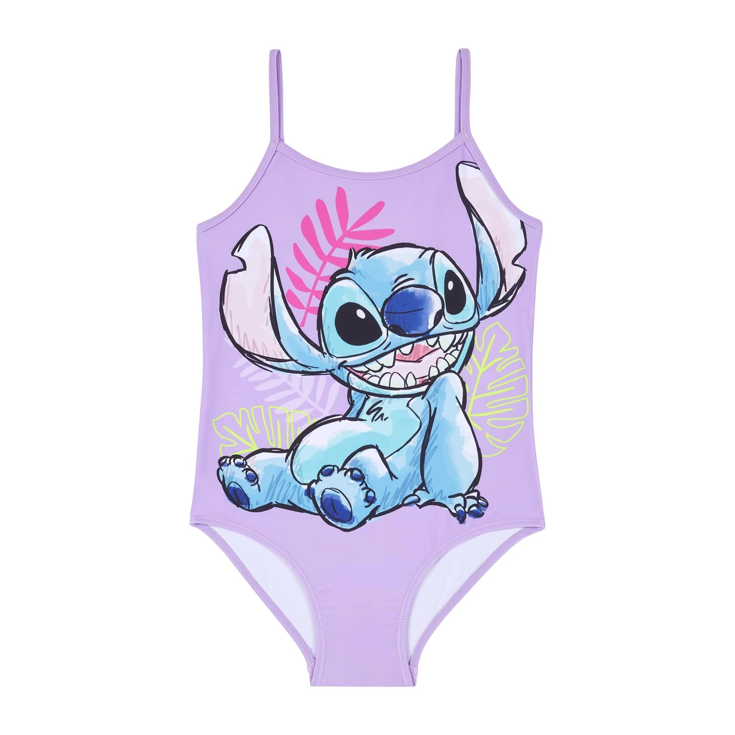 Disney Lilo & Stitch Girls Swimsuit, One Piece Swimming Costume, Ages 5 to 13 Years Old 9-10 Years Lilac