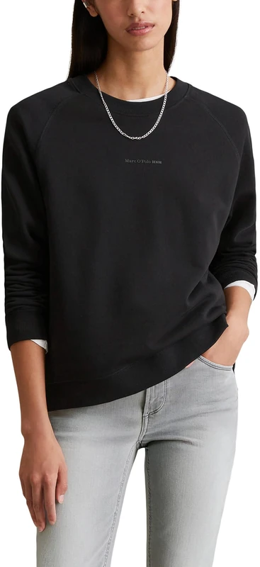 Marc OߴPolo Denim Women's Relaxed Fit Organic Cotton Sweatshirt, Black (Black), S