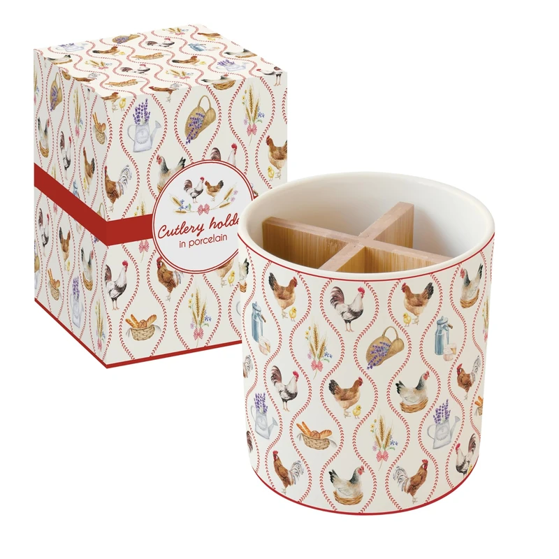 Country Life Utensil Holder Box Diameter 13.5 cm Height 14.5 cm Pork
