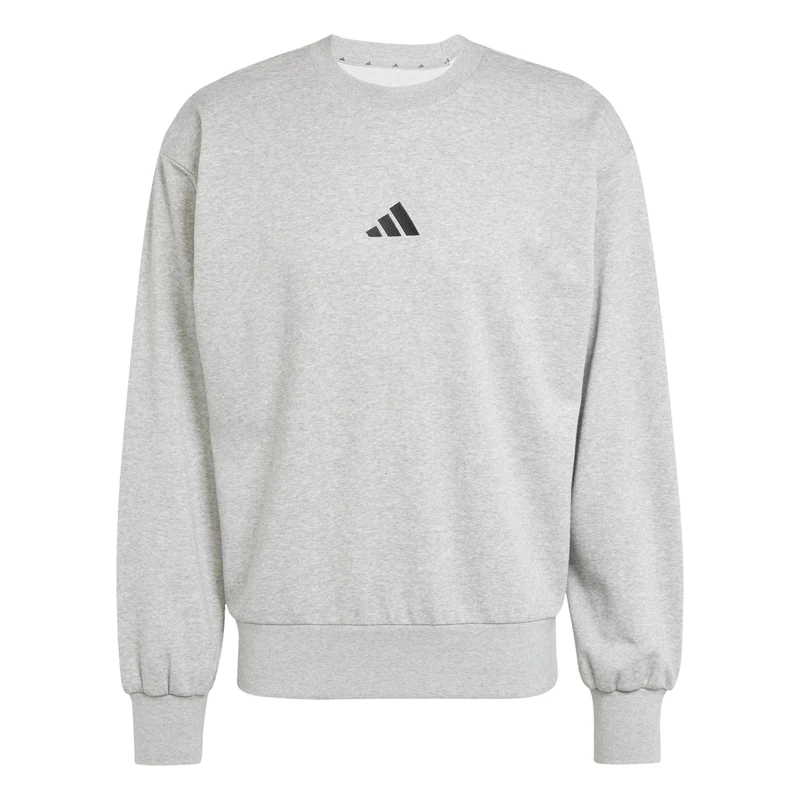 adidas Men's Essentials Feelcozy Terry Sweatshirt - Grey/Black M