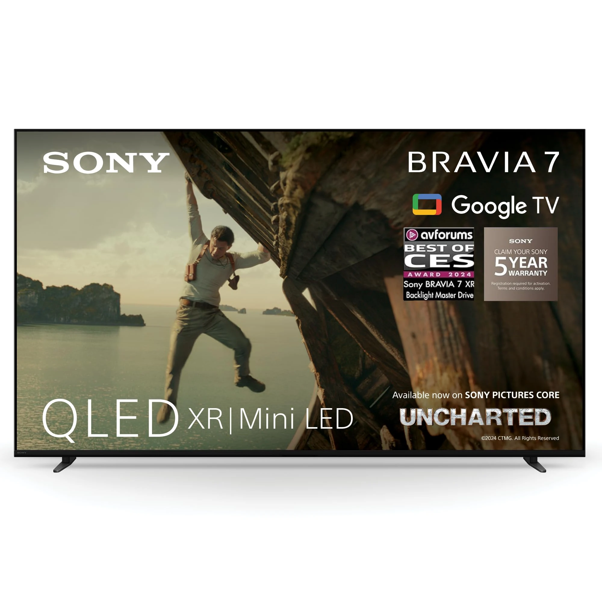 Sony BRAVIA 7 QLED (XR l Mini LED), K55XR70, 55 Inch 4K HDR Google Smart TV, Gaming Features for PlayStation 5, IMAX Enhanced, Dolby Vision Atmos, Chromecast, AirPlay, 120Hz, 5 Year Warranty