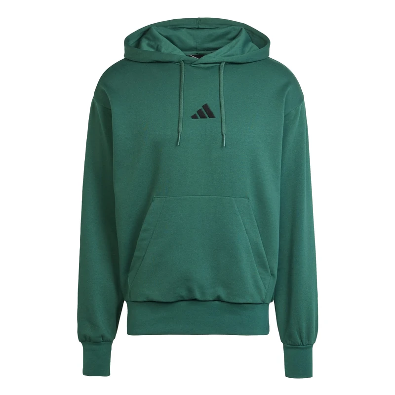 adidas Men's ESSENTIALS FEELCOZY FLEECE HOODIE, collegiate green/black, L