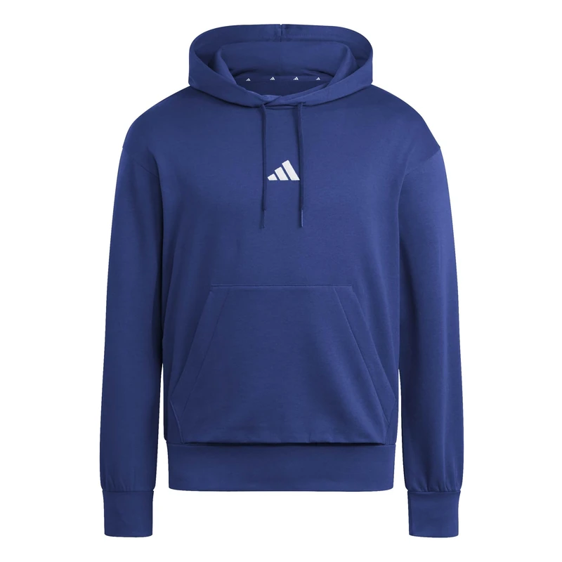 adidas Men's ESSENTIALS FEELCOZY FLEECE HOODIE, dark blue/white, M