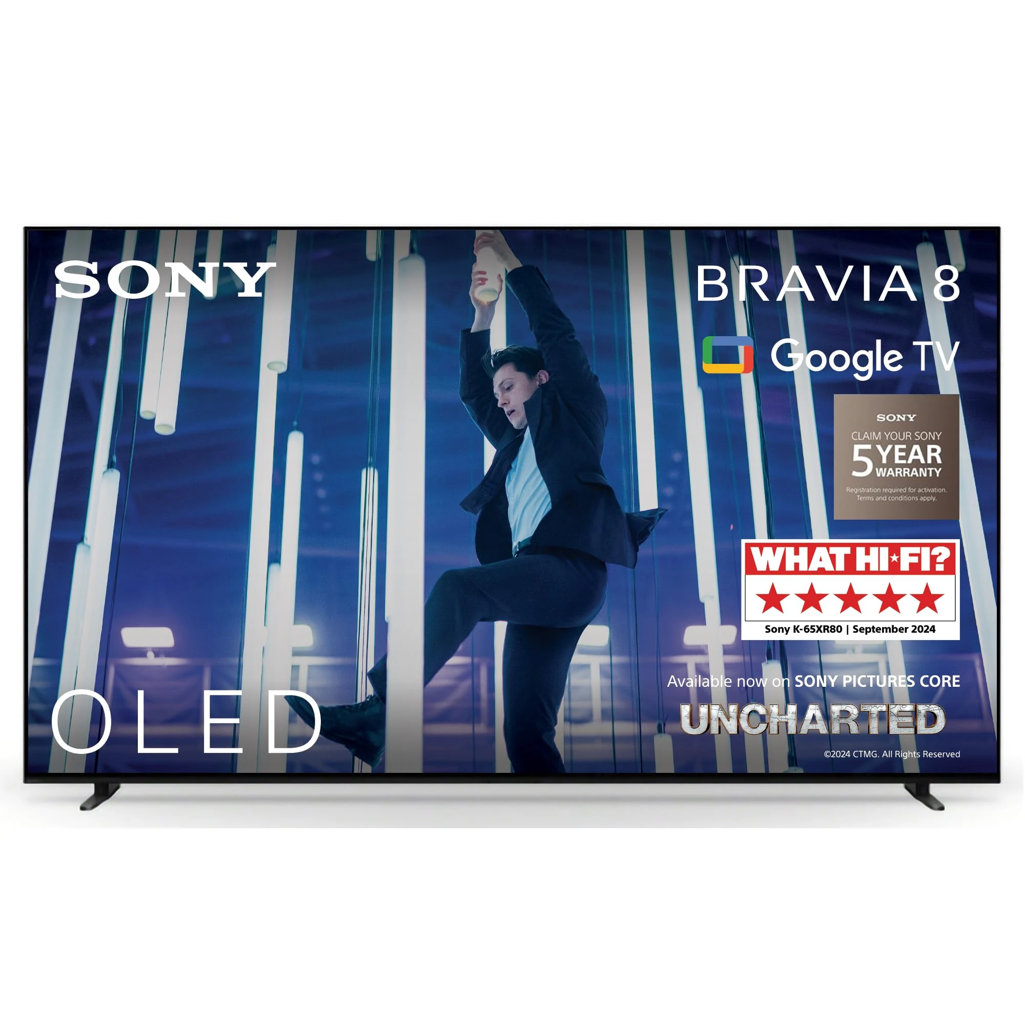 Sony BRAVIA 8 OLED, K65XR80, 65 Inch 4K HDR Google Smart TV, Gaming Features for PlayStation 5 and IMAX Enhanced, Dolby Vision Atmos, Chromecast, Apple AirPlay, 120Hz, 5 Year Warranty