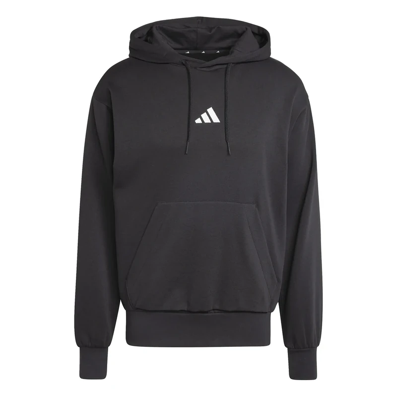 adidas Men's ESSENTIALS FEELCOZY FLEECE HOODIE, black/white, M
