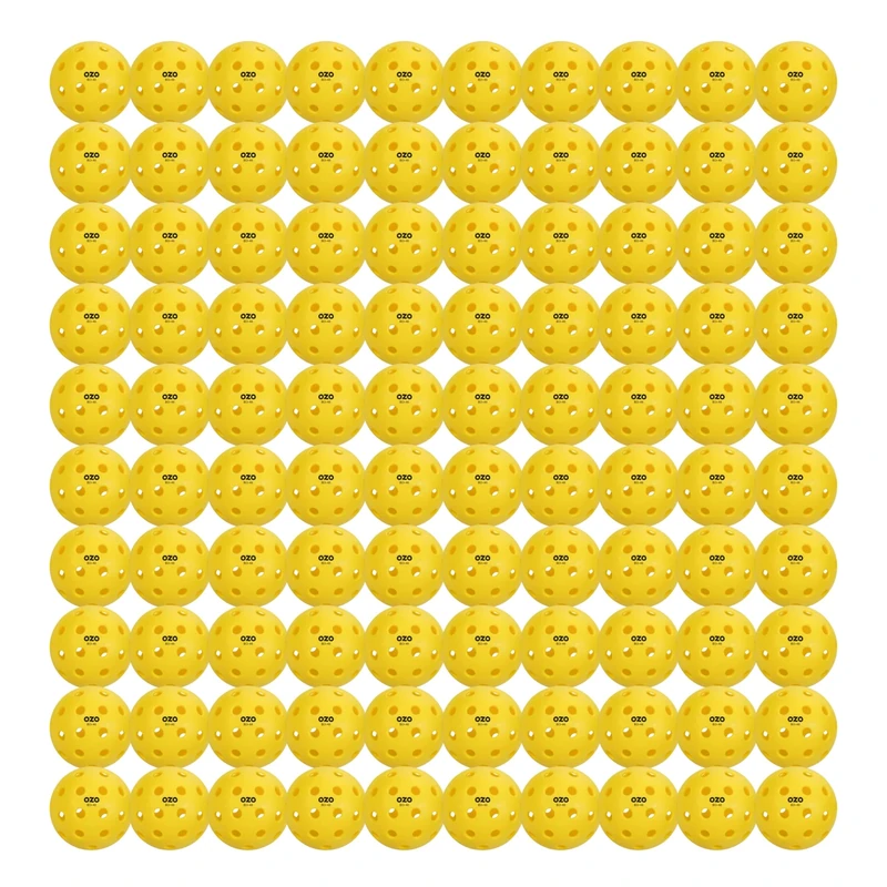 OZO Pickleball - Set of 100 Outdoor Balls, 40 holes, Injection Mould