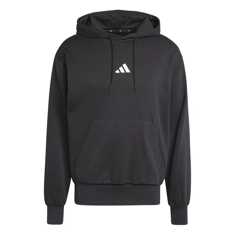 adidas Men's ESSENTIALS FEELCOZY FLEECE HOODIE, black/white, L