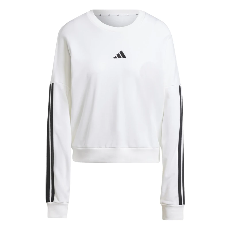 adidas Women's ESSENTIALS 3-STRIPES FRENCH TERRY SWEATSHIRT, white/black, XL