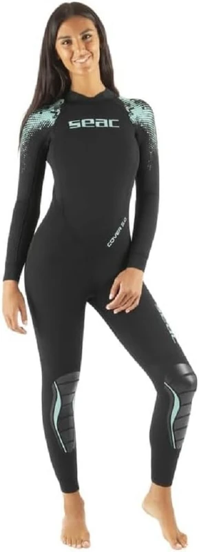 SEAC Cover 5 mm, One-piece UltraStretch Neoprean Diving Wetsuit, black, S