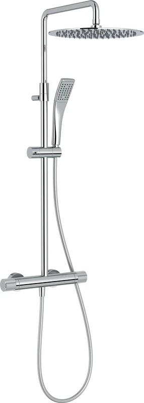 Jacob Delafon - Opera Thermostatic Shower Column - Round Head 30 cm, Square Shower, Flow Regulator, Water Saving - Chrome - E26587-CP